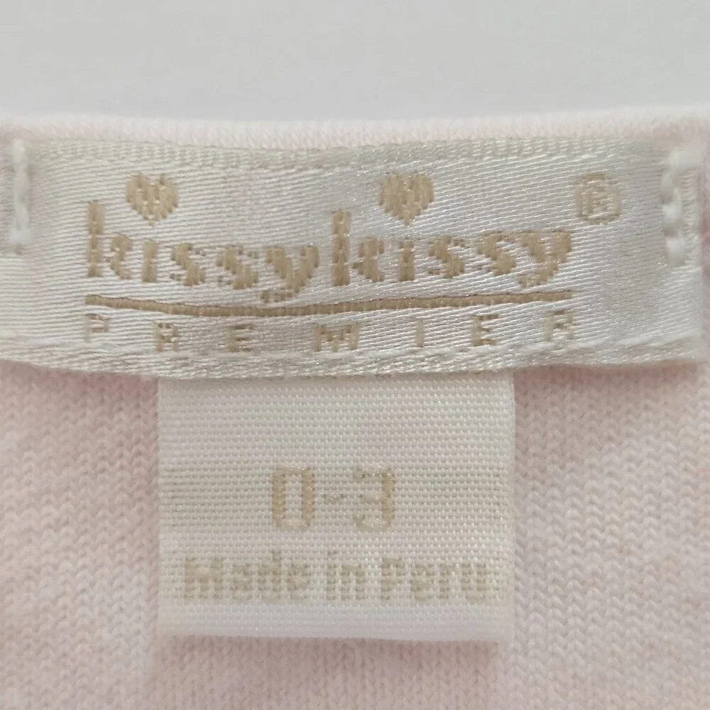 Kissy Kissy Premier Pink Embroidered Pima Cotton Velour Footie Size 0-3 - Picture 7 of 7